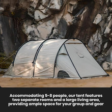 Spacious 5-8 Person Double-Room Camping Tent - Waterproof, Four-Season, Portable Outdoor Tunnel Shelter