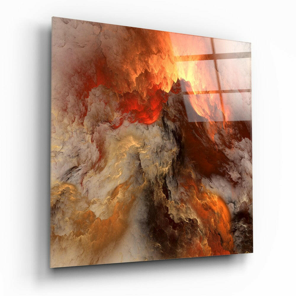 Golden Chaos abstract glass wall art in gold and black