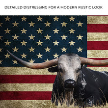 Longhorn American Flag Canvas Wall Art