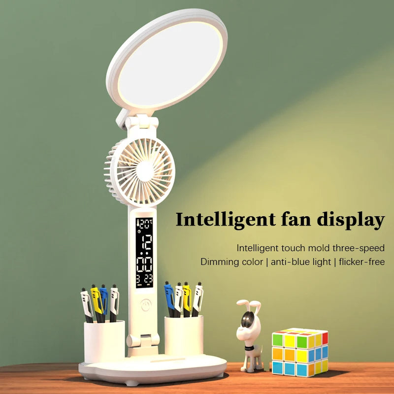 Foldable LED Desk Lamp with Clock