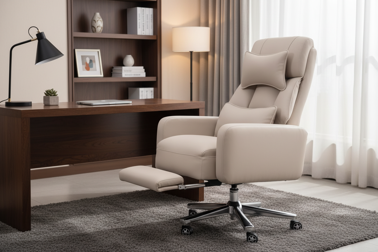Work in Luxury: Why the Sculpted Executive Chair with Footrest Is a Game-Changer for Your Home Office