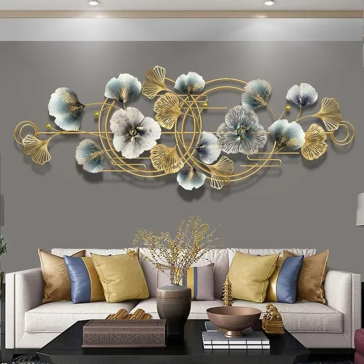 Modern wall decor and accent lighting in a styled interior