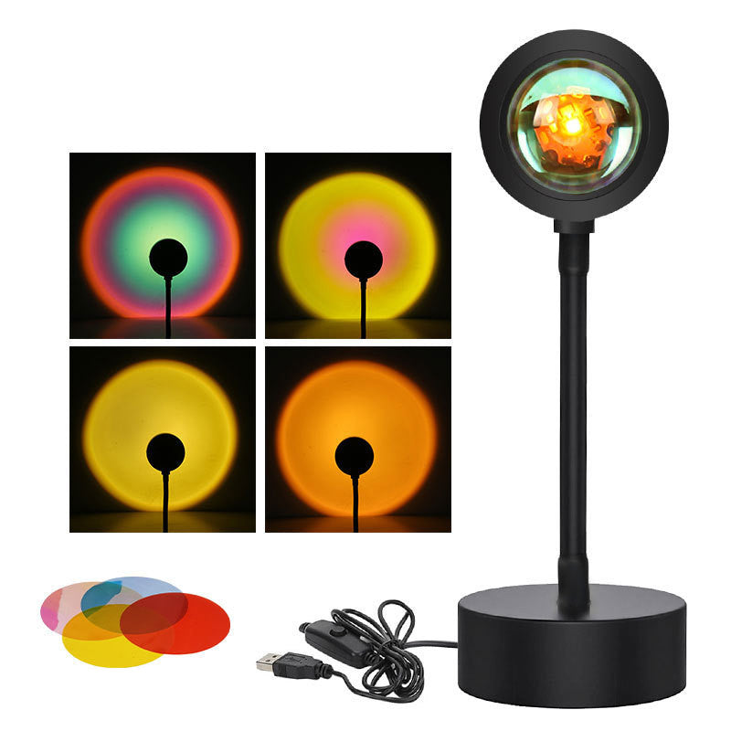 Compact sunset projection lamp for desk, bedroom and dorm lighting