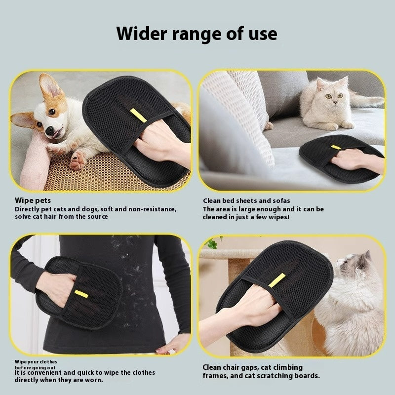 Pet hair remover mitt for sofas, bedding and clothing