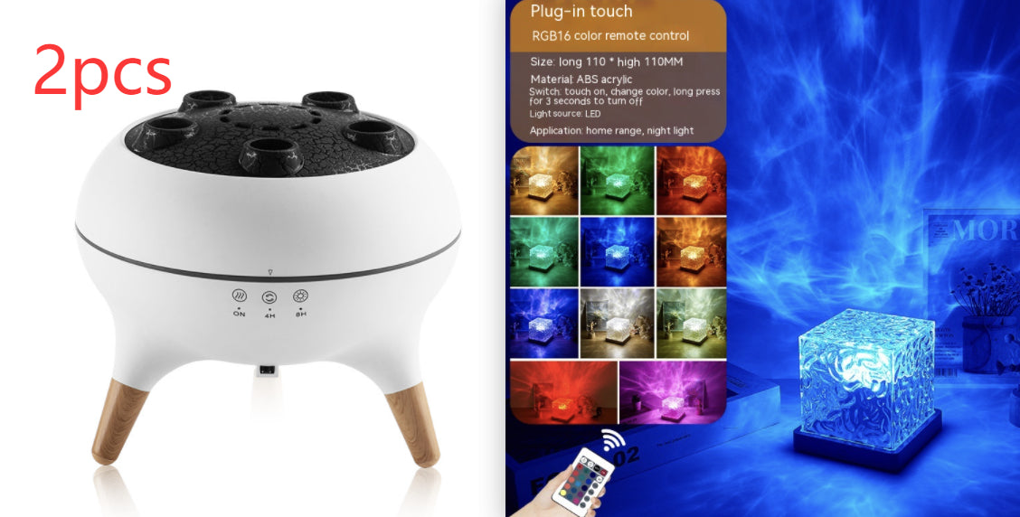 Ambient ripple projection lamp for bedroom mood lighting