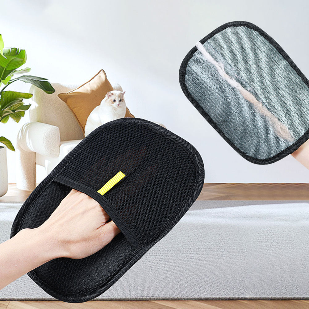 Pet grooming and hair remover mitt with dual-sided surface