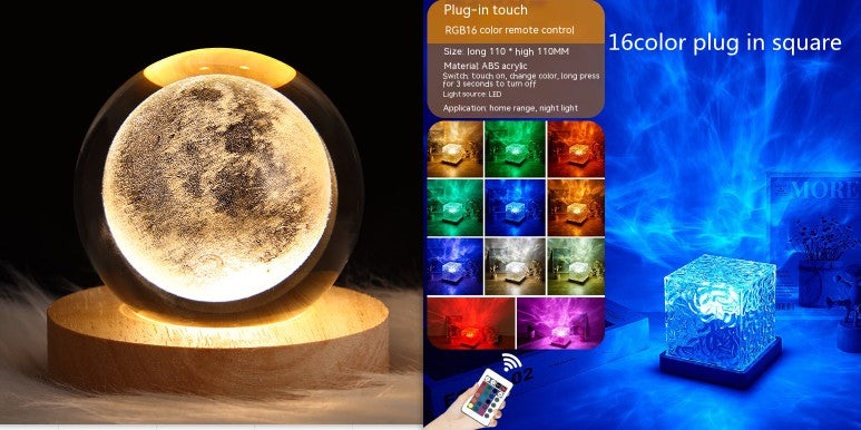 Water ripple LED lamp for ambient home and gaming room lighting