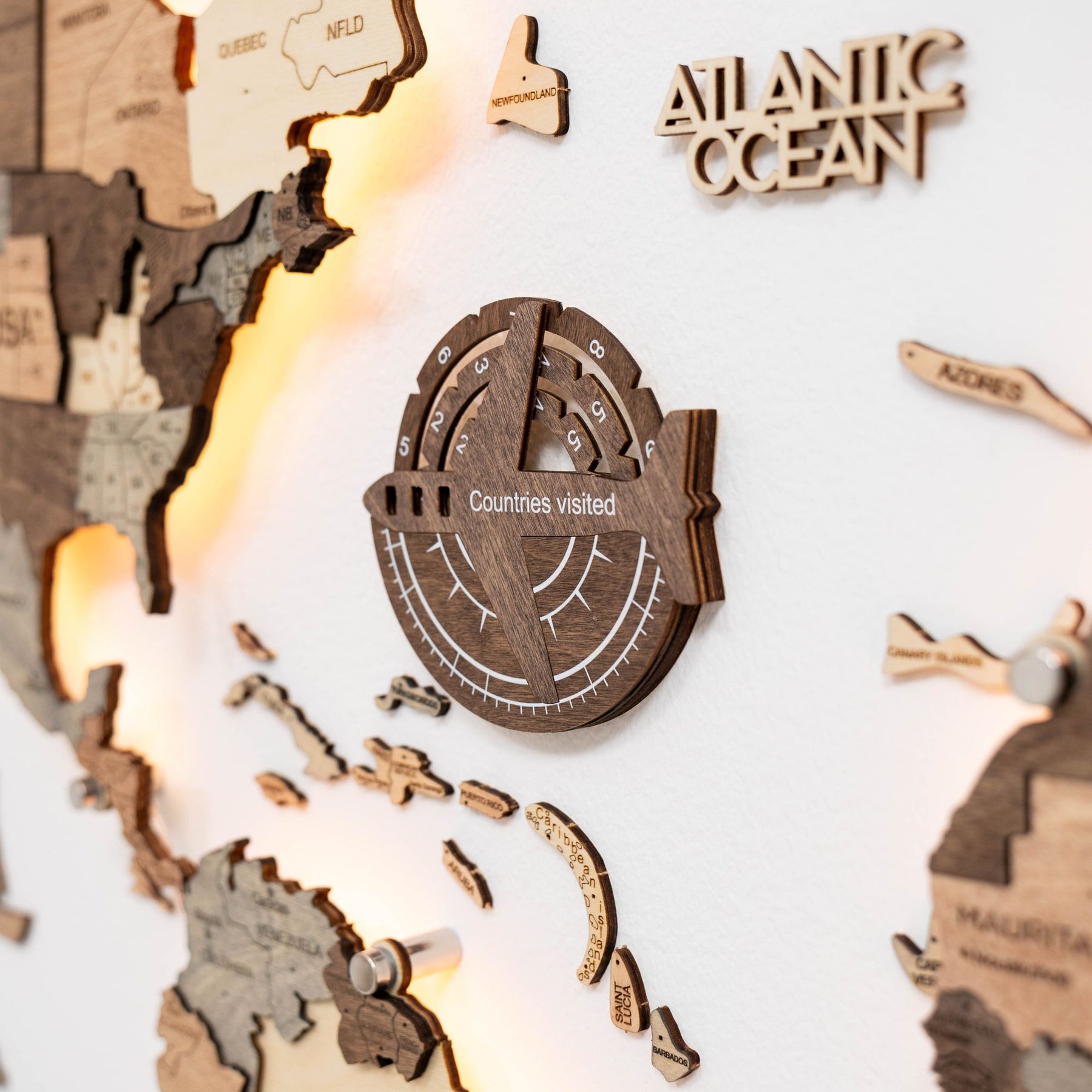 Travel Tracker Pieces for 3D Wooden World Maps