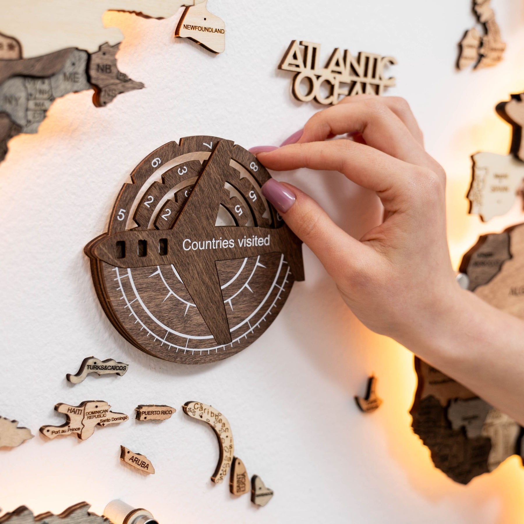 Travel Tracker Pieces for 3D Wooden World Maps