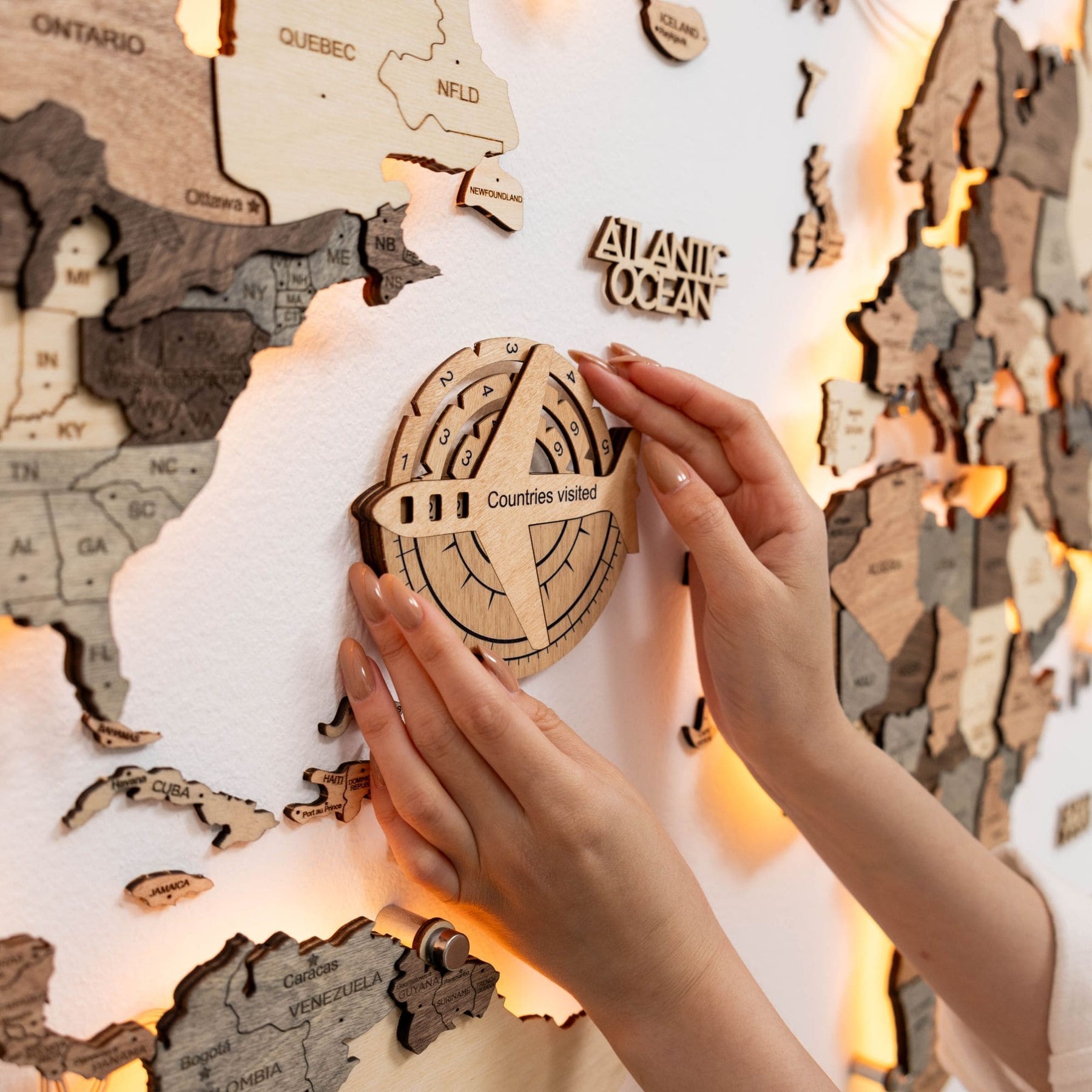 Travel Tracker Pieces for 3D Wooden World Maps