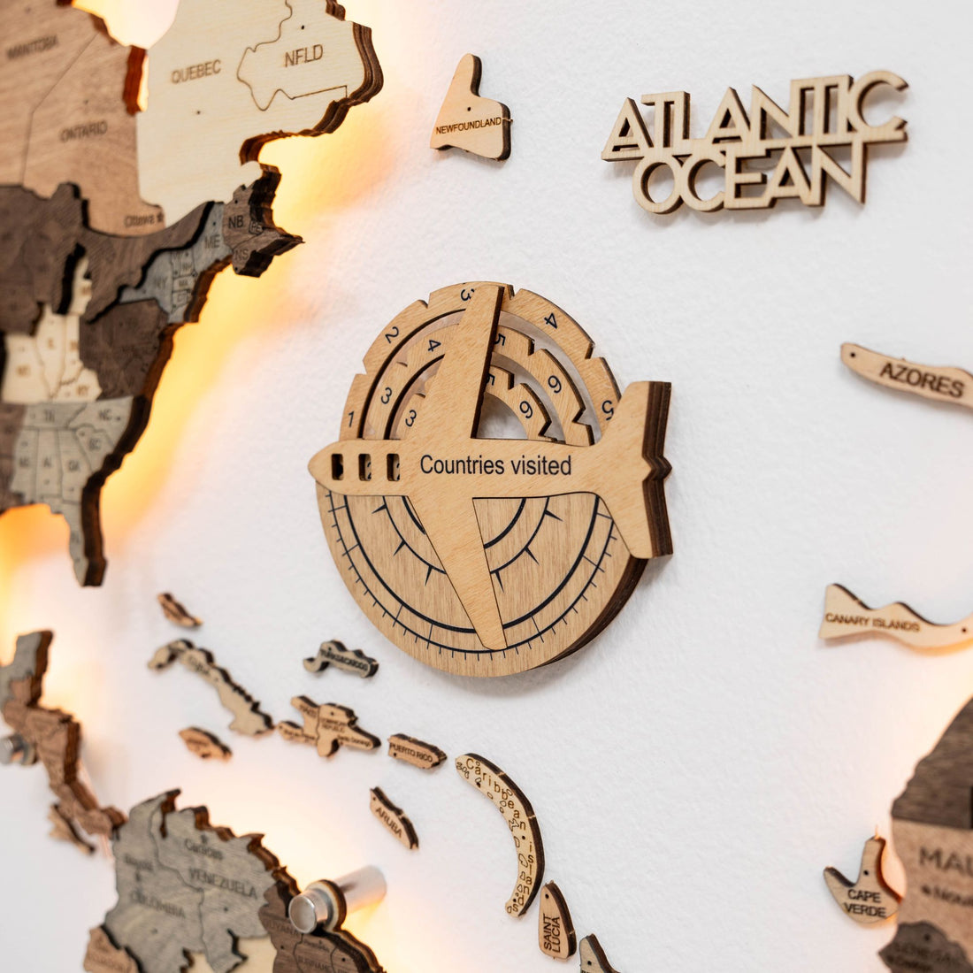 Travel Tracker Pieces for 3D Wooden World Maps