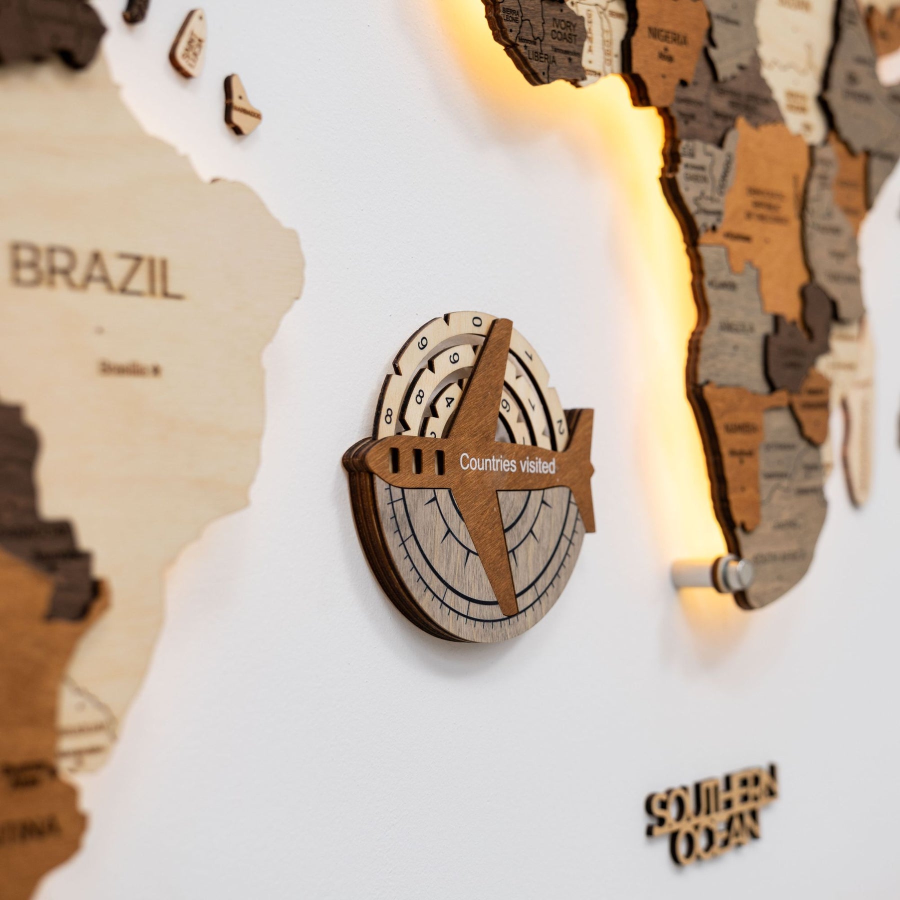 Travel Tracker Pieces for 3D Wooden World Maps