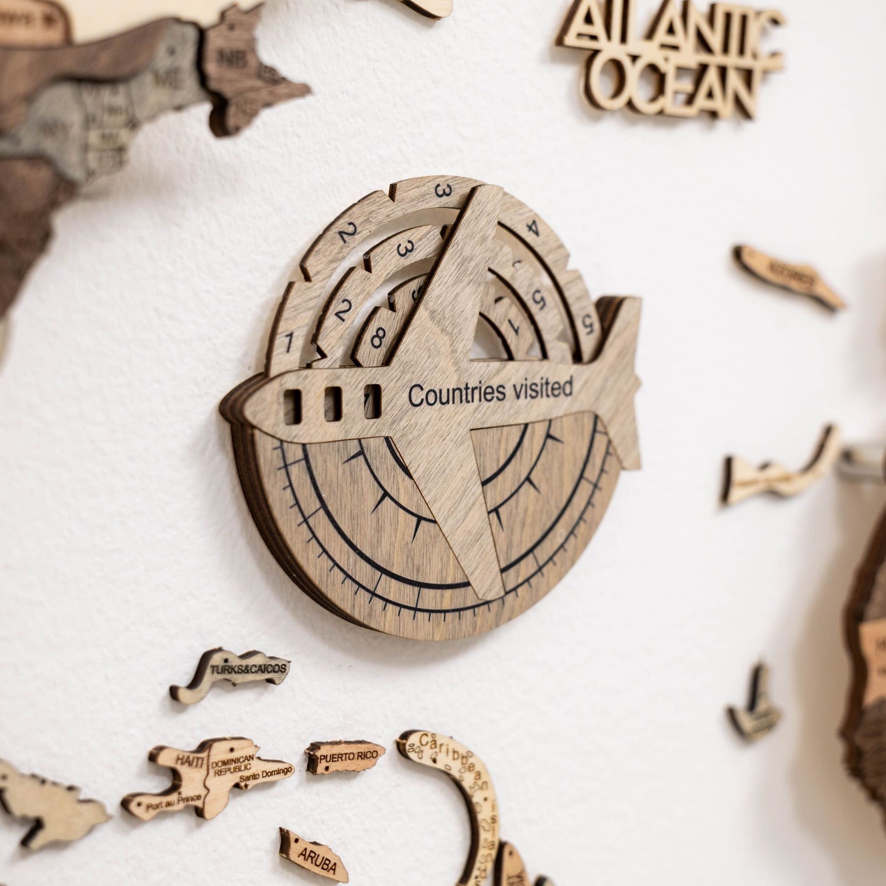 Travel Tracker Pieces for 3D Wooden World Maps