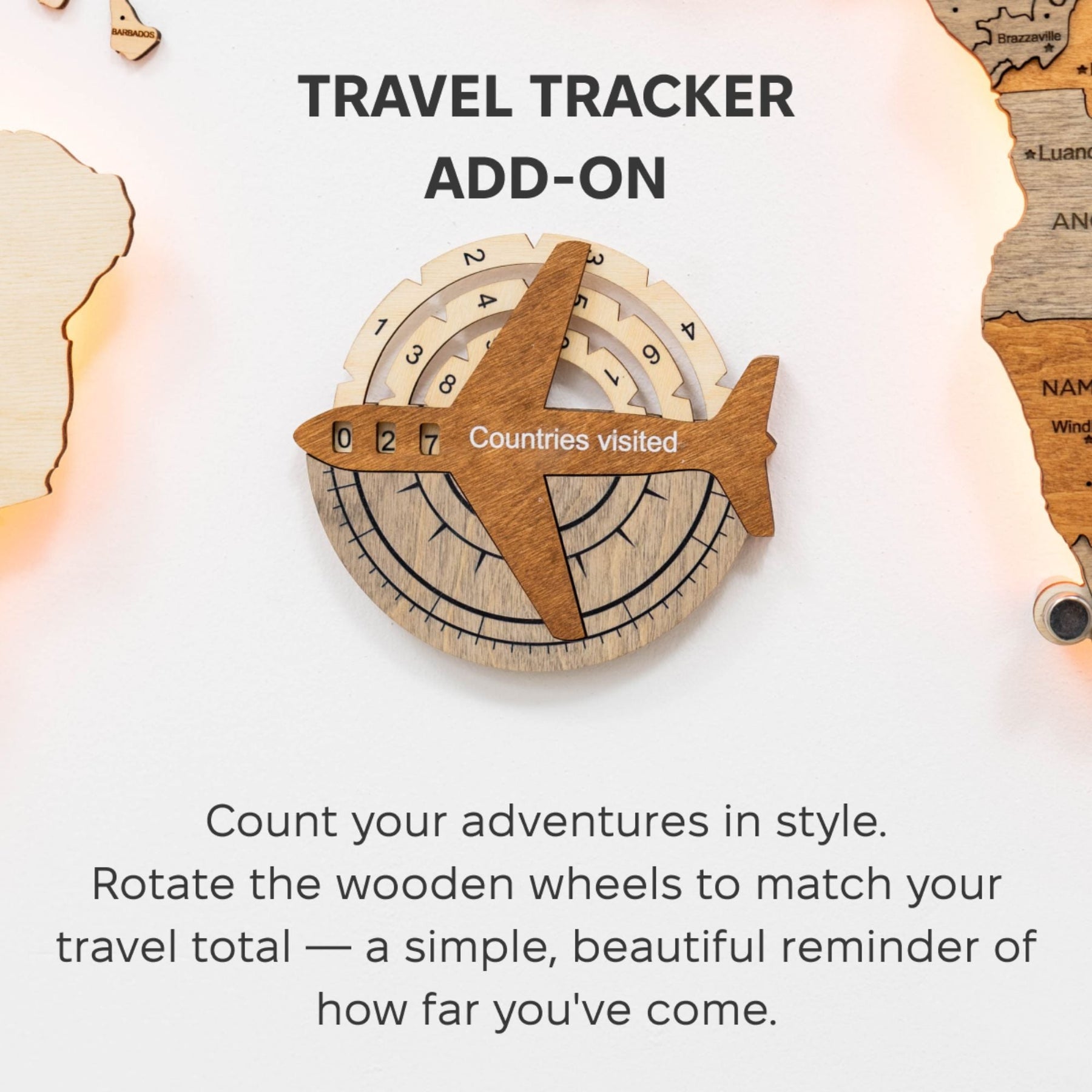 Travel Tracker Pieces for 3D Wooden World Maps