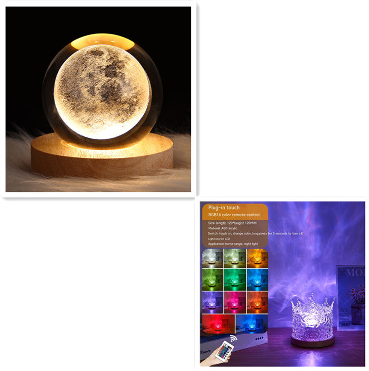 LED water ripple night light for bedroom ambient lighting
