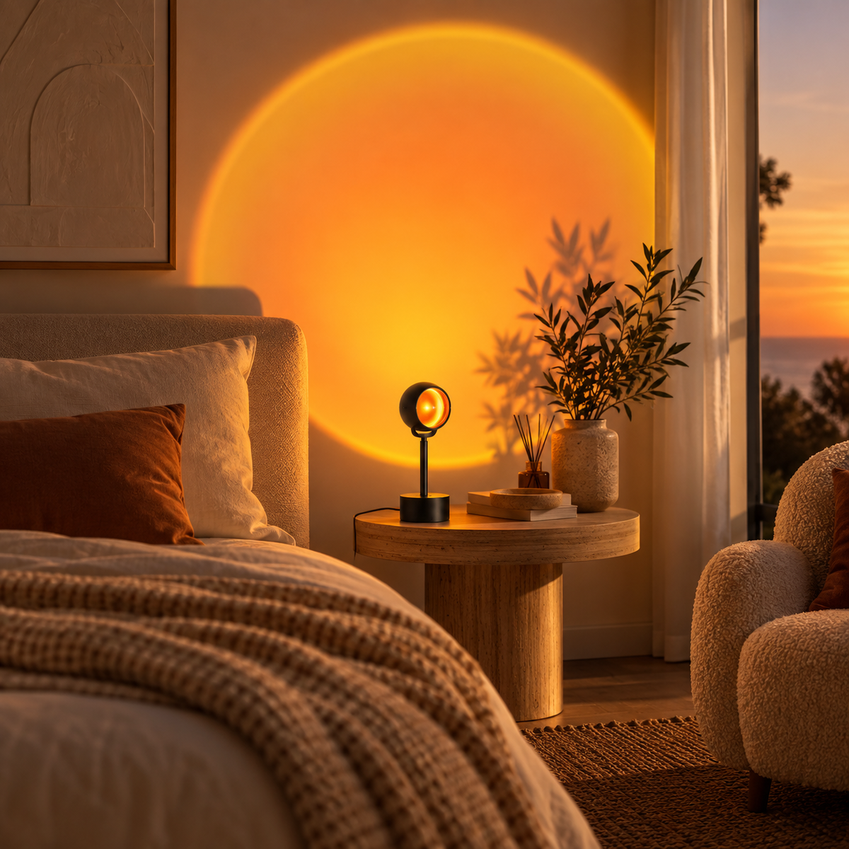LOVISIO sunset projection lamp creating warm ambient light