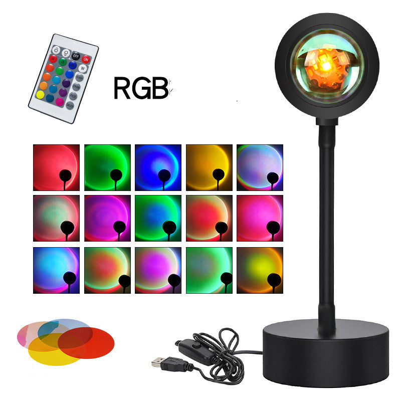 Ambient sunset lamp projector for warm room lighting