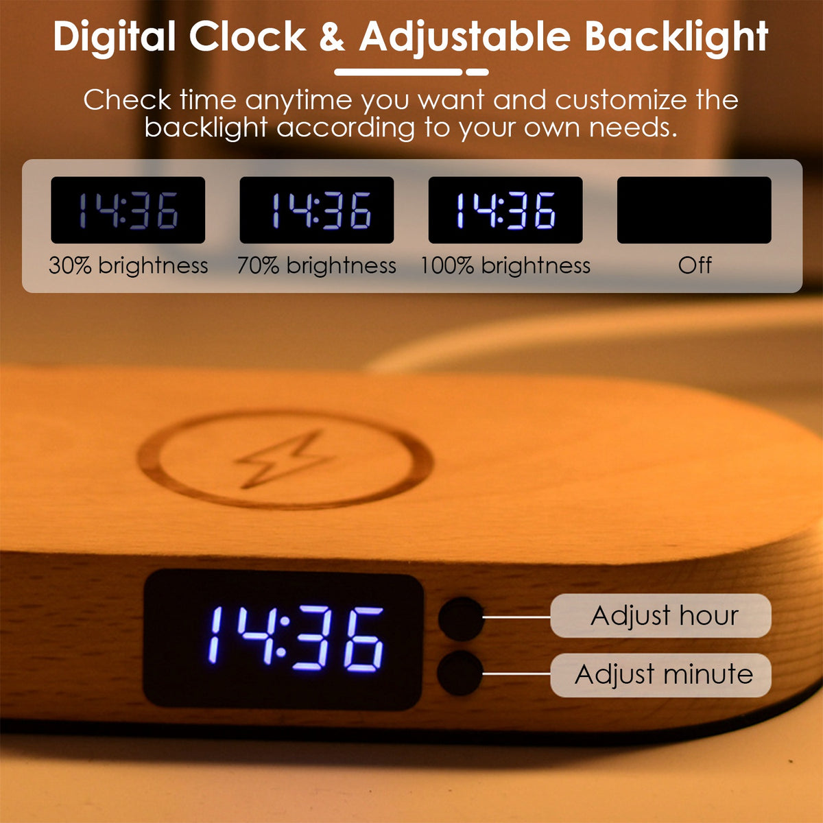 White LED desk lamp with wireless charging platform