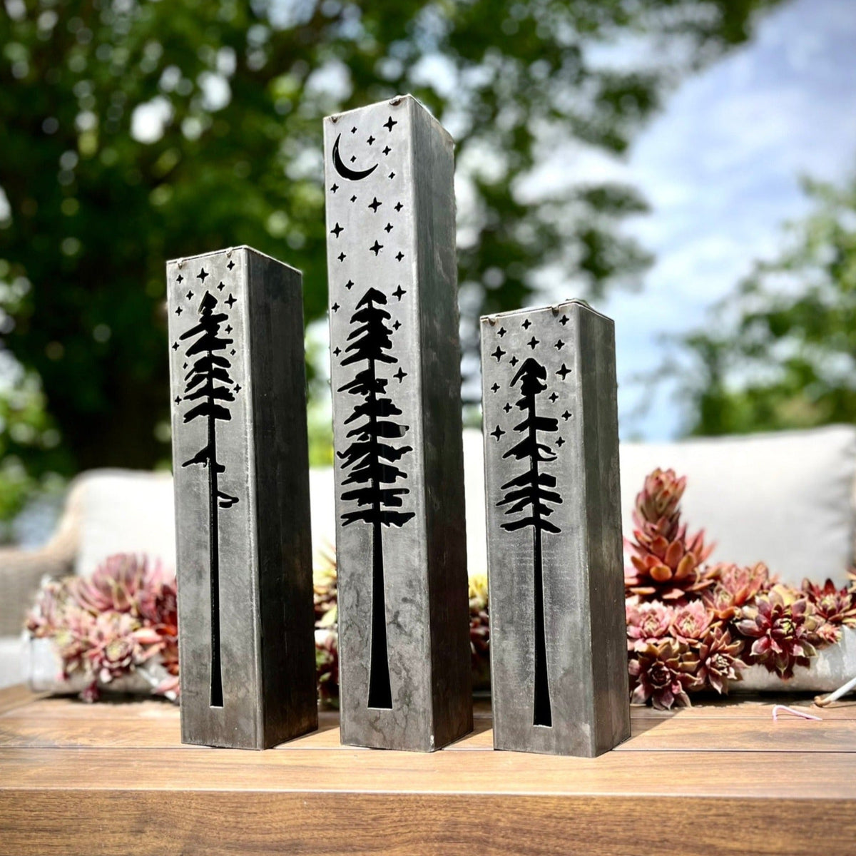 Pine Tree Solar Luminary Pillars