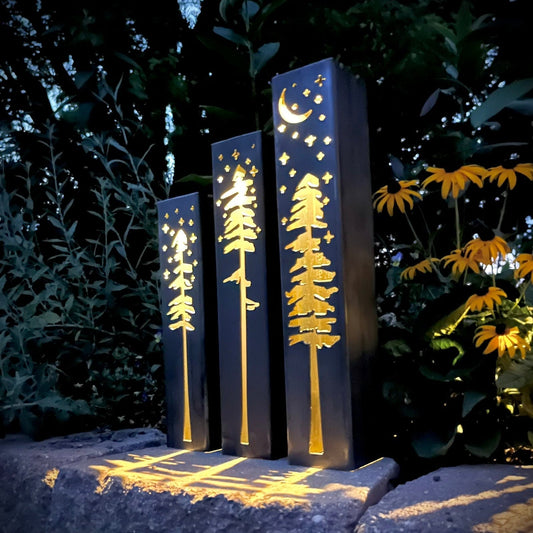 Pine Tree Solar Luminary Pillars