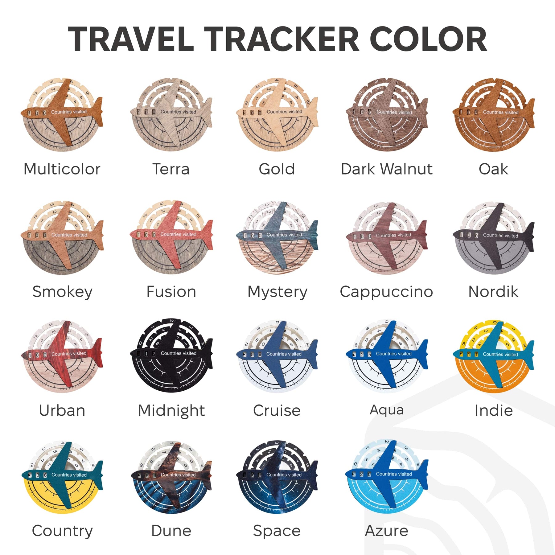Travel Tracker Pieces for 3D Wooden World Maps